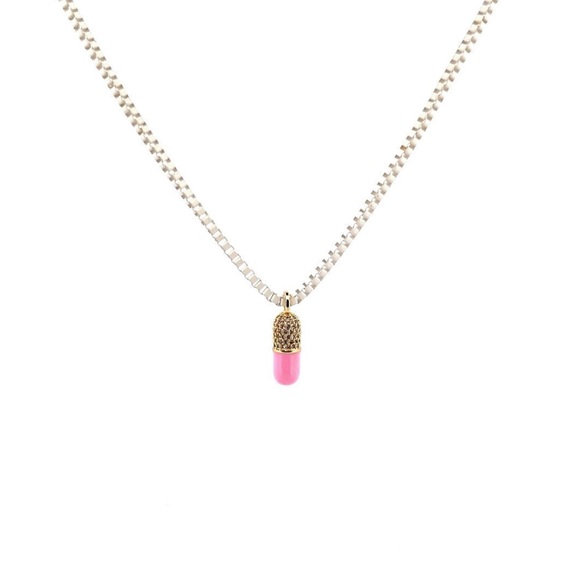 Chill Pill -enamel 18k gold plated - Clasp Magnet with extender 16 inch -20r - Picture 3 of 3